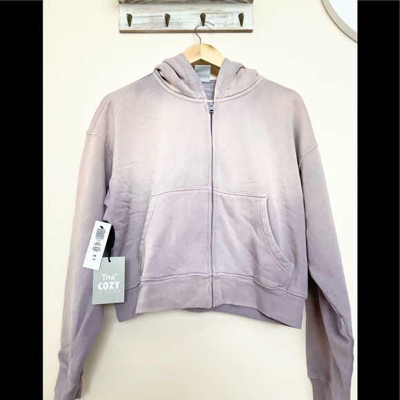 aritzia Tna Cozy Fleece Boyfriend Boxy Zip-Up Hoodie - Picture 3 of 6